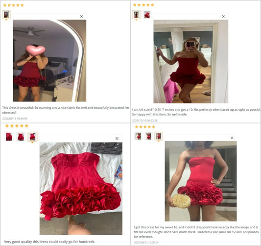 VC Christmas Dress Strapless Backless Red Structured Floral Embellished Mini Length Bodycon Celebrity Party Cocktail Dress