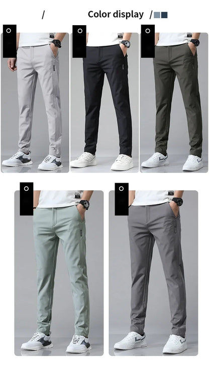Spring Summer Ultra-thin Men's Stretch Slim Straight Casual Pants High Quality Fashion Breathable Golf Sports Trousers