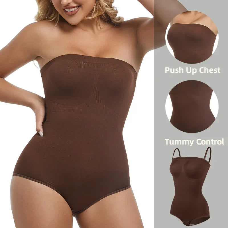 Women Seamless Strapless Bodysuits Tude Tops Bodyshaper Compression Waist Trainer Shapewear Push Up Butt Lifter Backless Shaper