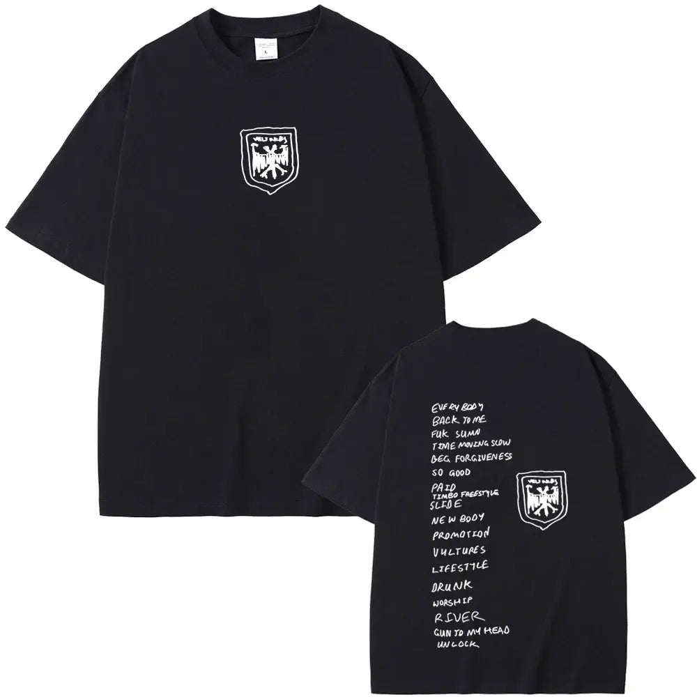 Rapper Kanye West Vultures New Music Album Graphic T Shirts Men Women Hip Hop Fashion Oversized T-shirts Male 100% Cotton Tshirt