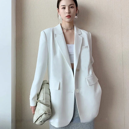 White Suit Jacket Female  2026 New Korean Version Loose Online Celebrity Casual Professional Fashion Small Suit Jacket