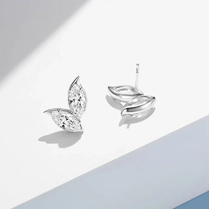 2-Leaves Moissanite Stud Earrings for Women 4Cttw Marquise Cut Lab Diamond Earring 925 Sterling Silver Ear Studs Fine Jewelry
