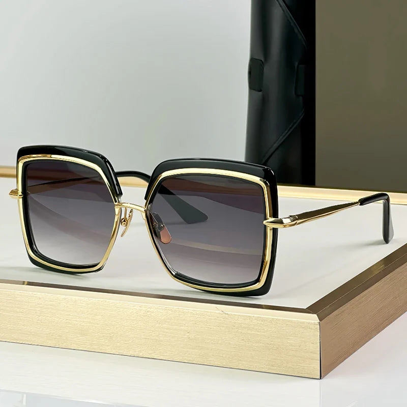 Ins 503 Oversized Square Alloy Gradient Acetate Sunglasses Men and Women Uv400 Handmade Personalization Fashion Eyeglasses