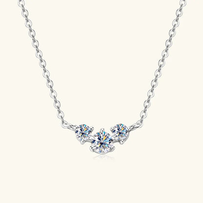 3mm 4mm Moissanite Necklace Collares Mujer 925 Sterling Silver Three Stone Pendant Necklaces For Women Chains Jewelry Gift