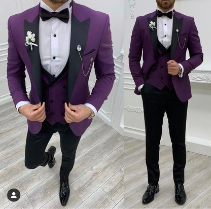New Grey Costume Slim Fit Men Suits Black Pant Slim Fit Groom Tuxedos For Formal Wedding Suit Jacket Pant Vest 3 Pieces Blazer