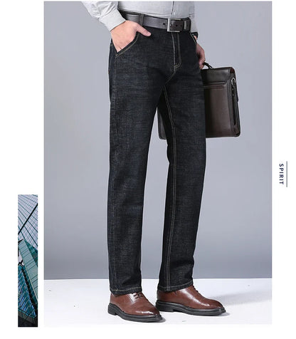 Men Fashion Straight Jeans Mens 2024 New Stretch Slim Fit Pants Comfortable Soft Business Denim Trousers Male Brand Clothing