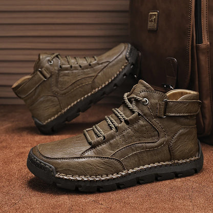 Men's Hand-stitched Boots Plus-size Casual Shoes Comfortable Soft Ankle Boots Outdoor Non-slip Wear Boots