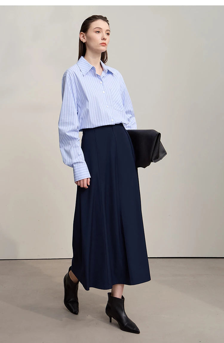 Women's Skirt 2025 Spring New Minimalist Solid Color Loose Skirts For Women Medium To Long Versatile A-shaped Skirt12524019