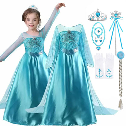 Elsa Dress for Girls Birthday Princess Dress For Kids Halloween Carnival Easter Party Cosplay Girls Costume