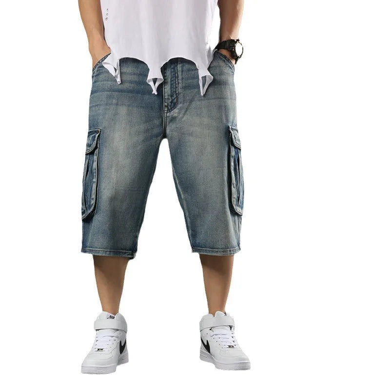 2025 Men‘s New Mens Plus Size Loose Baggy Denim Shorts Fashion Streetwear Hip Hop Skateboard Cargo Jeans Short for Male Men