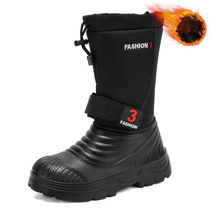 Men's New Snow Boots for Autumn and Winter, Fleece-Lined and Thickened, Cold-Proof, Outdoor Warm, Waterproof, Anti-Skiing, Hiking Boots