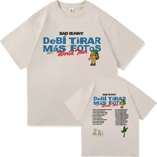 Bad Bunny DTMF World Tour 2025-2026 TShirt Men/women Clothing Vintage Harajuku High Quality Clothes Cotton TShirts for Fans Gift