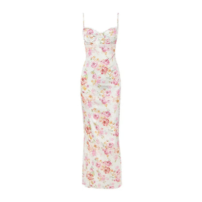 Summer Spaghetti Strap Floral Print Party Dresses Elegant Maxi Bodycon Wedding Guest Holiday Dress New In Dress 2023