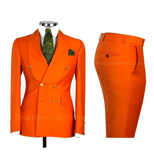 Solid Slim Fit 2 Piece Wedding Men's Tuxedos Formal Groom Suits with Shawl Lapel Blazer And Pants for Prom Party Best Man