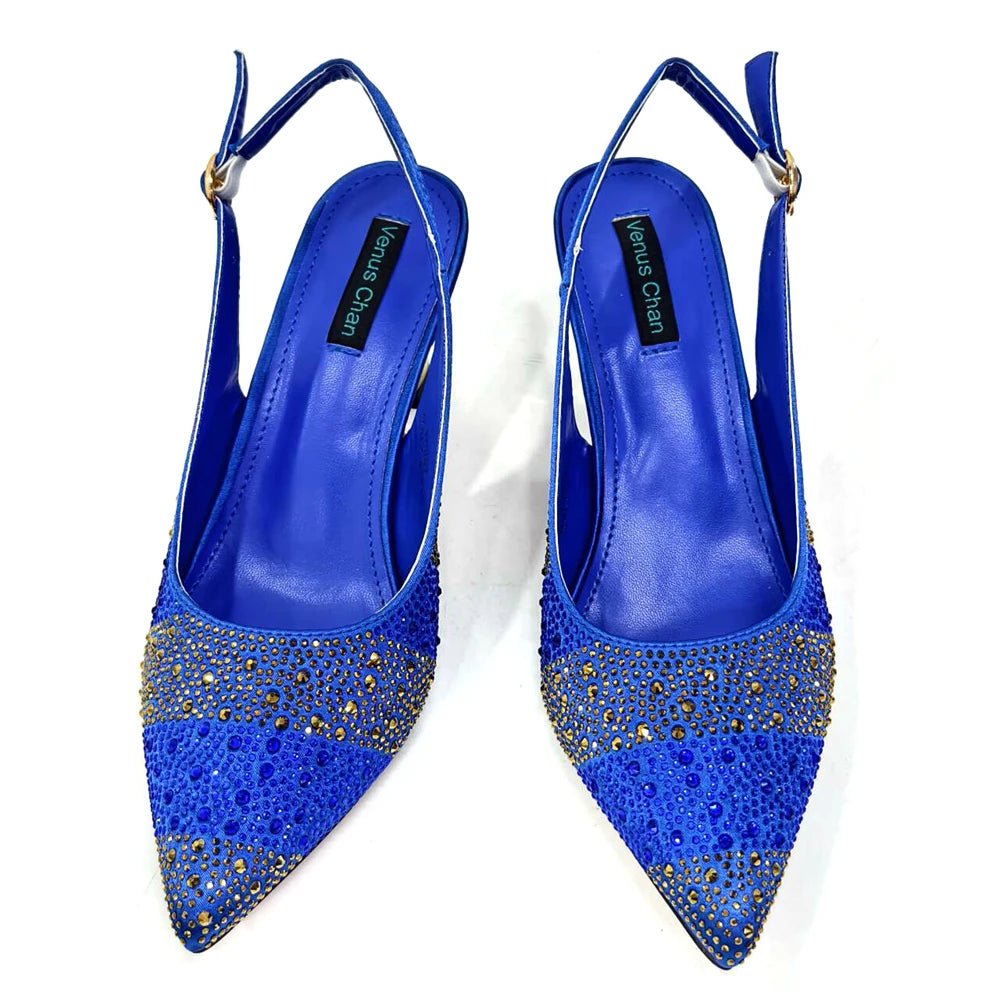 Venus Chan Fashionable Party Shoes and Bags Nigerian Women’s Party Suit Medium Heel Pointed Toe Women’s Shoes and Same Color Bag