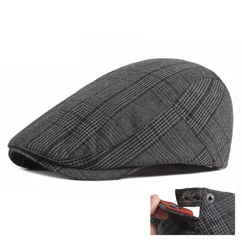 Men's Women's Beret Herringbone Flat Ivy Newsboy Hat Wool Blend Gatsby Cabbie Adjustable Cap
