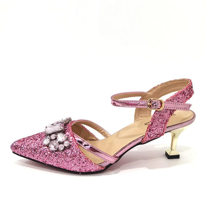 2022 Nigerian Fashionable Silver Color Peep Toe Shoes Matching Bag Set For Royal Ladies Wedding Party Sandal