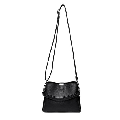 100% cowhide Bag Casual Women Hobos Handbags Bucket Bags New Women's Fashion Handbags Retro Solid Color Leather Shoulder wallet