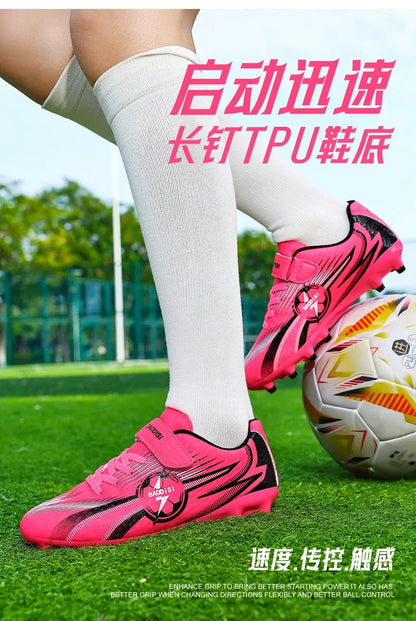 Kids Football Shoes Turf Soccer Cleats Non Slip Lightweight Training Sneakers Indoor Outdoor Futsal Boots Breathable Boys Girls