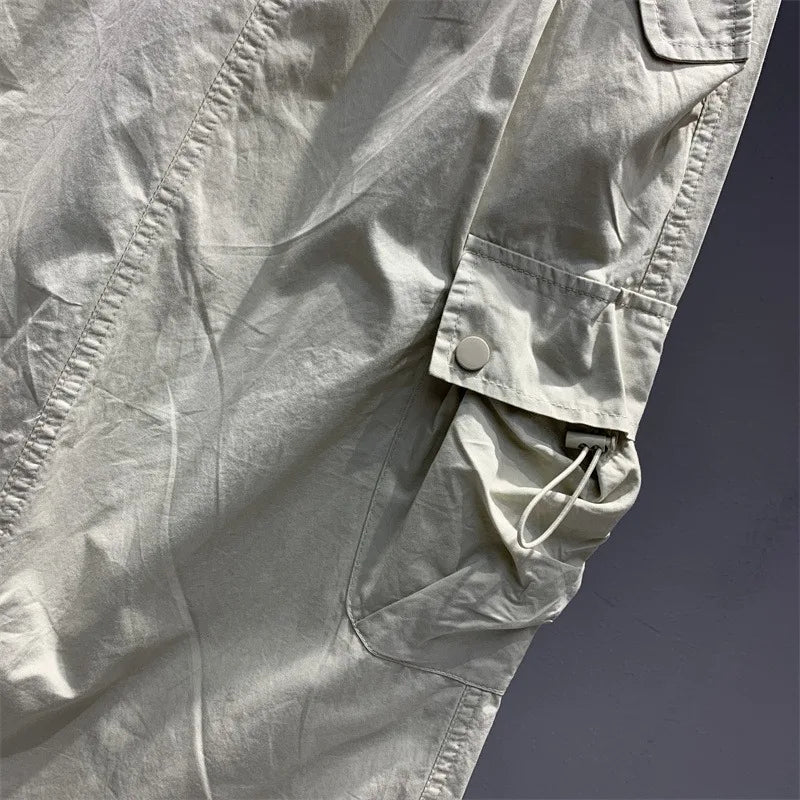Vintage Skirts for Women American Fashion High Waist Back Slit Cargo Skirt Streetwear All-match Pockets Trendy Harajuku Chic New
