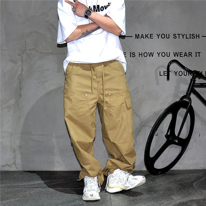 Mens American Tactical Cargo Pants Premium Camo Baggy Loose Fit Vintage Streetwear Korean Style Trendy Workwear Khaki Pants Male