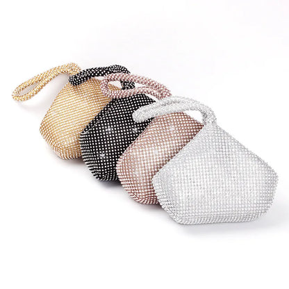 Fashion Women's Dinner Bag Diamond Inlaid Fashion New Handbag Mobile Zero Wallet Wedding Women Model Bag Luxury Champagne Color