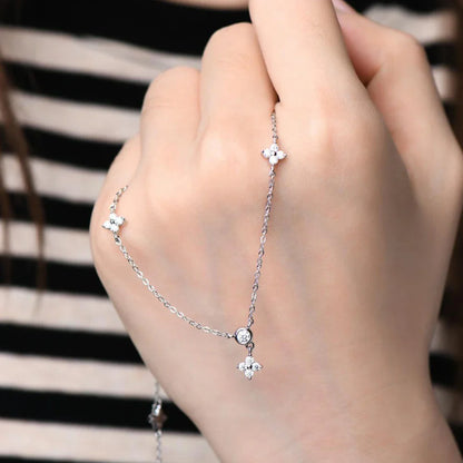 Rose Gold Four Leaf Clover Moissanite Necklace 925 Silver Plated 18k Yellow/White Gold Diamond Choker Chain for Women Jewelry