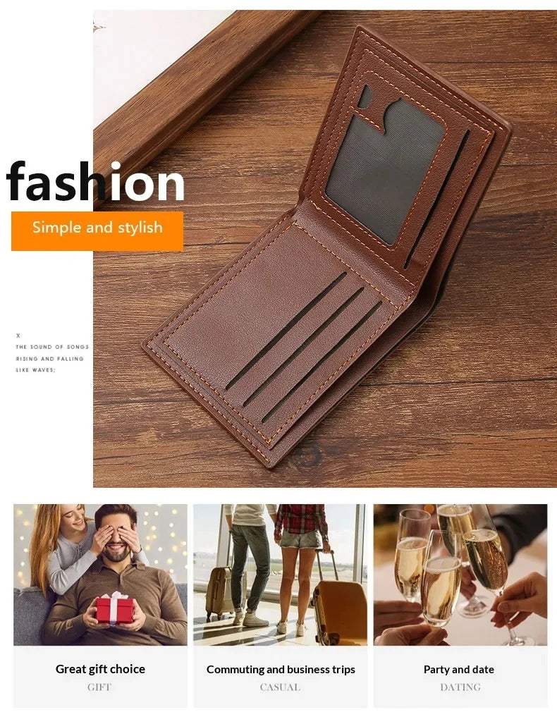 Portefeuille en cuir fin pour homme, blocage RFID, pliable, porte-cartes de crédit minimaliste, pince à billets