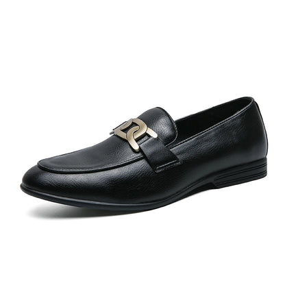 Italian Fashion Leather Shoes Moccasins For Men Casual Man Shoe Business Male Formal Pointed Fashion Wedding Black Skin