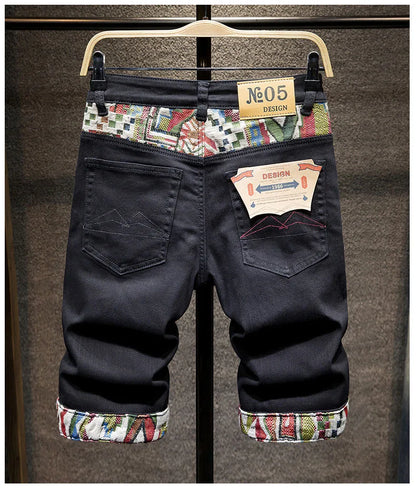New Summer Fashion Trend Ripped Straight Tube Printed Denim Shorts Men's Casual Loose Comfortable Sports High Quality Pants