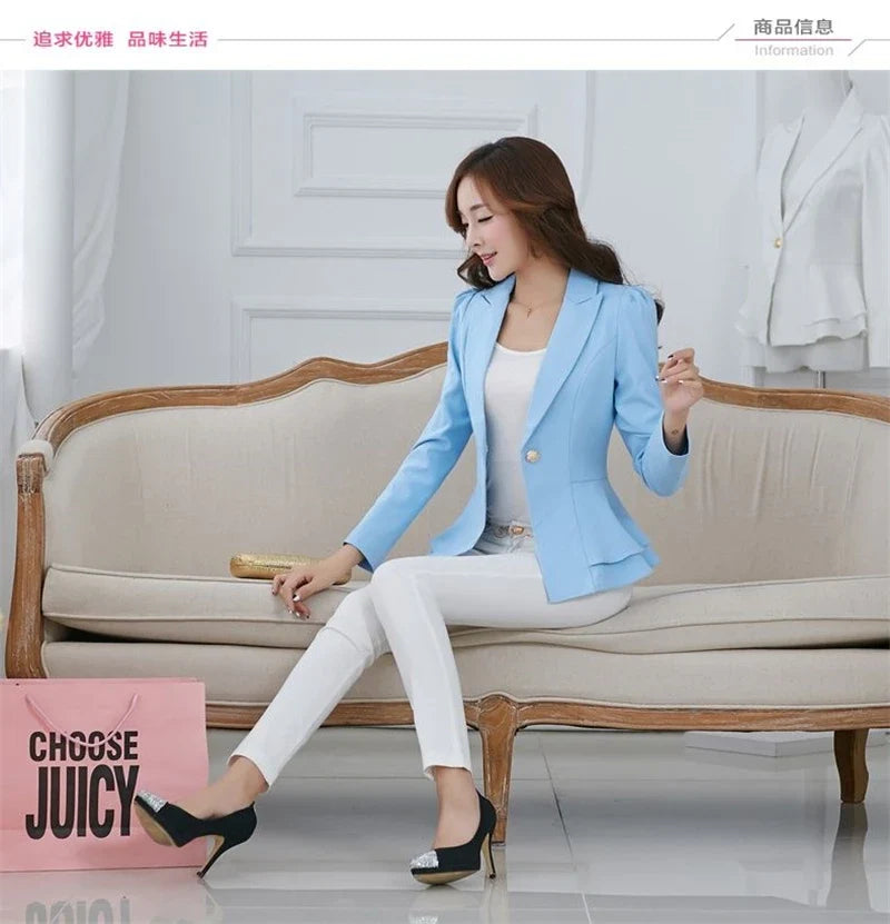 Women's Blazer 2025 New Long Sleeve Blazers Pockets Jackets Coat Slim Office Lady Jacket Female Tops Suit Blazer Femme Jackets