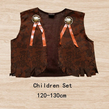 2024 Children Adult Cowboy Cosplay Costumes Halloween Party Masquerade Boy Woman Wild West Fancy Cowgirl Vest Cap Scarf Outfits