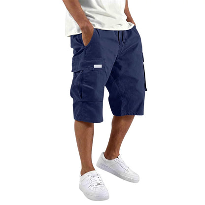 2026 NEW men loose straight pants Casual multi-pocket Shorts Summer Five-Inch Men's drawstring Sports cargo short