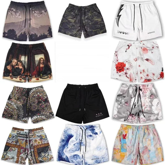 Summer Mens Sports Gym Fitness Running Basketball Short Pants Quick Dry Mesh Trend Jogger Beach Casual Motorcycle Shorts