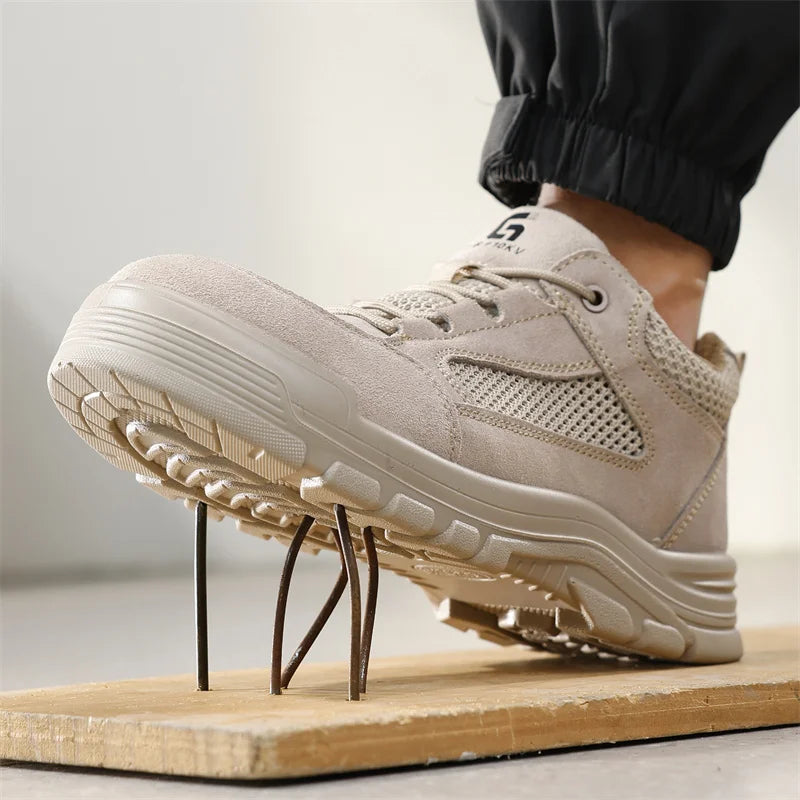 Fashion 2025 Plastic Toe Summer Breathable Labor Shoes Composite Toe Cap Indestructible Work Safety Boots Sneakers Male Footwear