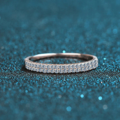 Full Moissanite Ring 925 Sterling Sliver with White Gold Plated  Eternity Band for Woman Party Sparkling Rings Jewely