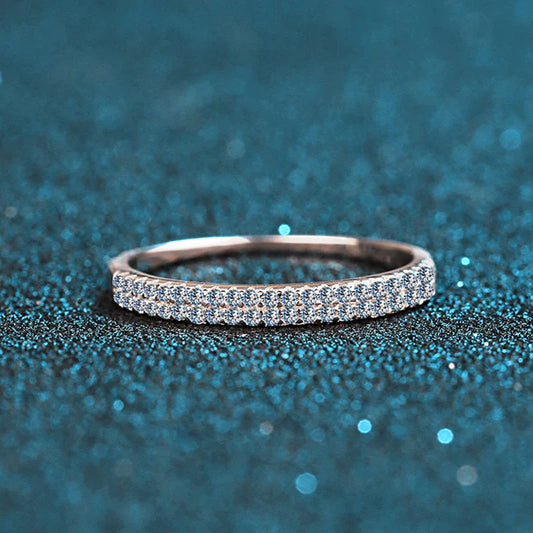 Full Moissanite Ring 925 Sterling Sliver with White Gold Plated  Eternity Band for Woman Party Sparkling Rings Jewely