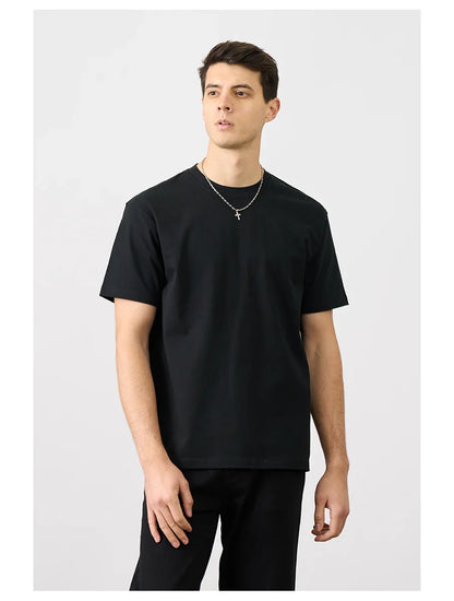 2026 Summer New Oversize 310gsm 100% Cotton T-shirts Men Quality Breathable Solid Color Comfortable Tops