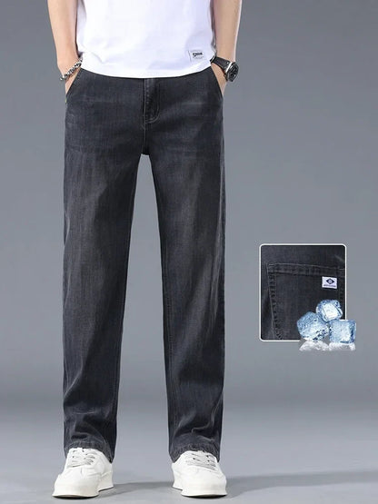 Business Jeans Men's Spring Thin Casual Straight Fashion Loose Brand Pants Comfortable Male Denim Trousers