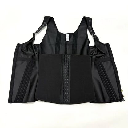 Shapewear Women Fajas Waist Trainer Tummy Control Vest Body Shaper 17 Steel Bones 3-Row Hooks Zipper Adjustable Strap