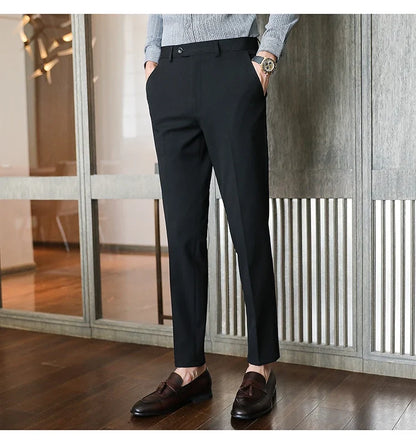 Plus size 40 38 Men Business Solid Suit Pant 2026 Spring Formal Slim Fit Wedding Trouser Mens Brand Fashion Casual Dress Pants