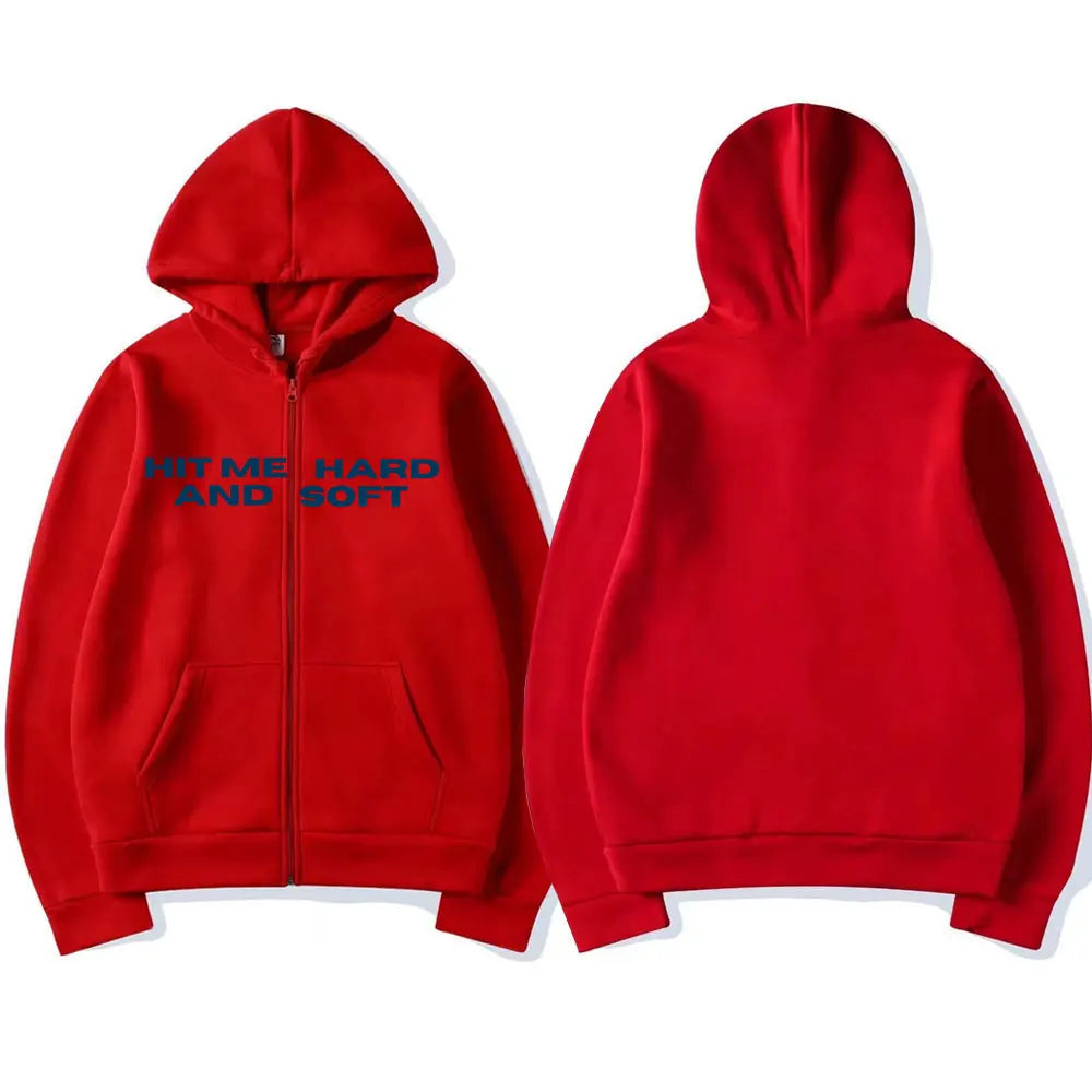 Hit Me Hard and Soft 2025 Tour Zipper Hoodies Men Women Harajuku Pullovers Fashion Hip Hop Zip Up Sweatshirts Jackets Fans Gift