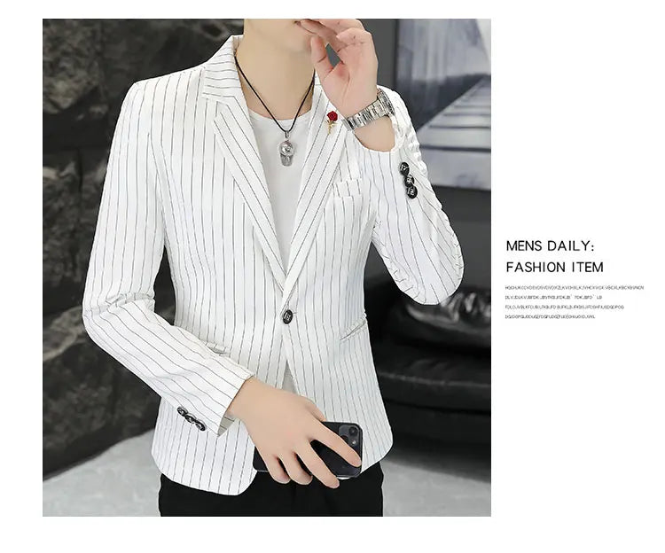 New Men's Fashion Business Gentleman Stripe Outdoor British Style Trend Wedding Banquet Luxe Outdoor Casual Blazer