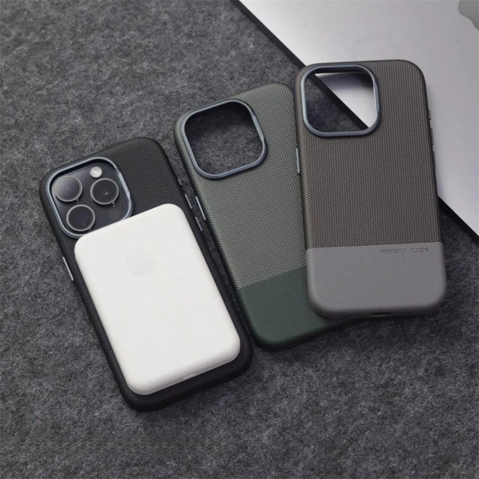 Luxury Hit Color For Magsafe High-end Magnetic Leather Case For iPhone 16 Plus 15 14 13 17 Pro Max Alloy Lens Shockproof Cover