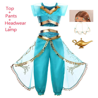 2026 Venice Carnival Rio Canaval Costume Play Jasmine Princess Dress up Girls Birthday Party Fancy Aladdin Role Playing Apparel