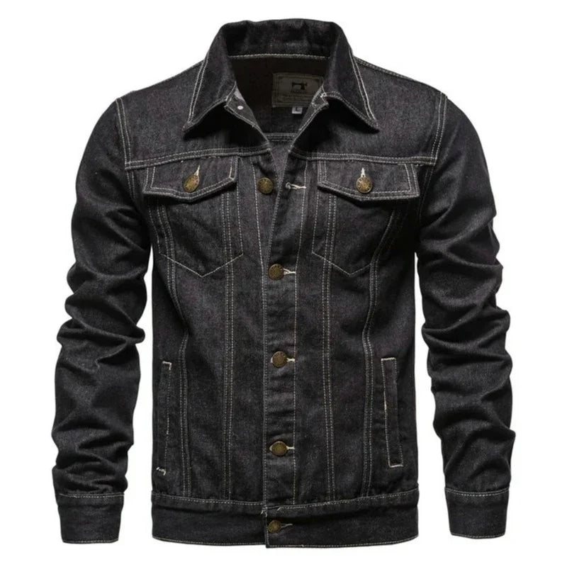 2026 New Autumn Men's Casual Workwear Jeans Jacket Loose Casual Versatile Youthful Male Solid Color Tops Dnim Mens Outwear