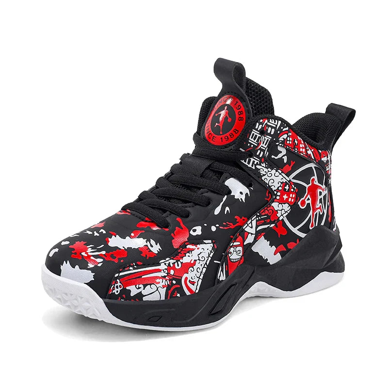 Kids Basketball Shoes Non-slip Breathable PU Leather Basketball Training Sneakers Boys Girls Sports Shoes Children Running Shoes