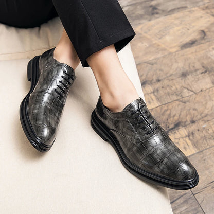 Men's Pointed Oxford Dress Shoes Leather Casual Office Wedding Shoes Gentleman Luxury High Quality 2026 Fashion