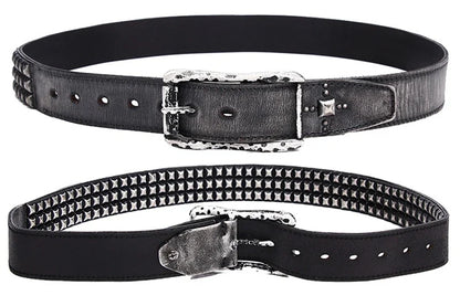 3.8CM Retro Real Genuine Leather Belt Luxury Thick Rivet Belts Men Leather Vintage Strap Male Wide Jeans Ceinture Black Waist