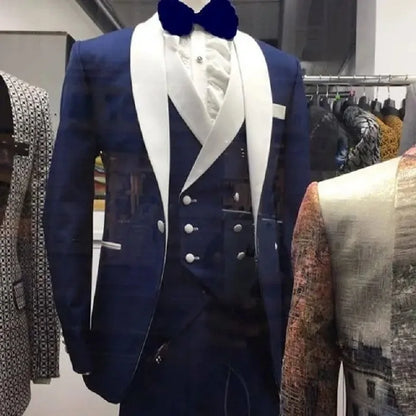 Grey Wedding Men Tuxedos Stand Collar Suit Men's Business Office Slim Fit Good Quality Male Suits 3 Pieces Sets